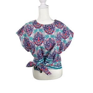 Cara Cara Bianca Palm Medallion Top Womens Sz M Boho Beachy Colorful Artsy